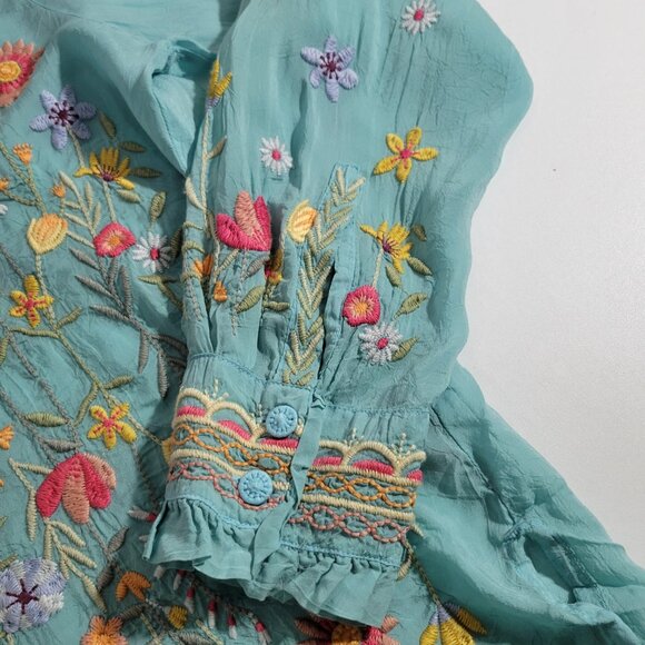 Johnny Was Women's Embroidered Blue Top - Picture 8 of 12